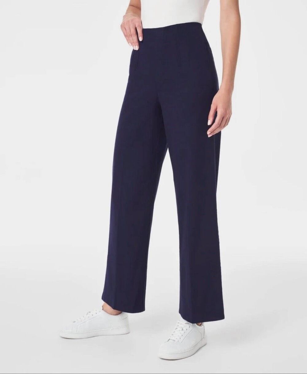 SPANX $138 Twill Crop Wide Leg Pull On Pants Lapis Blue women's 2X NWOT